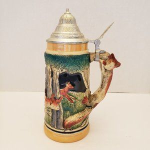 Vintage West Germany Hunting Scene Fox Handle Beer Stein